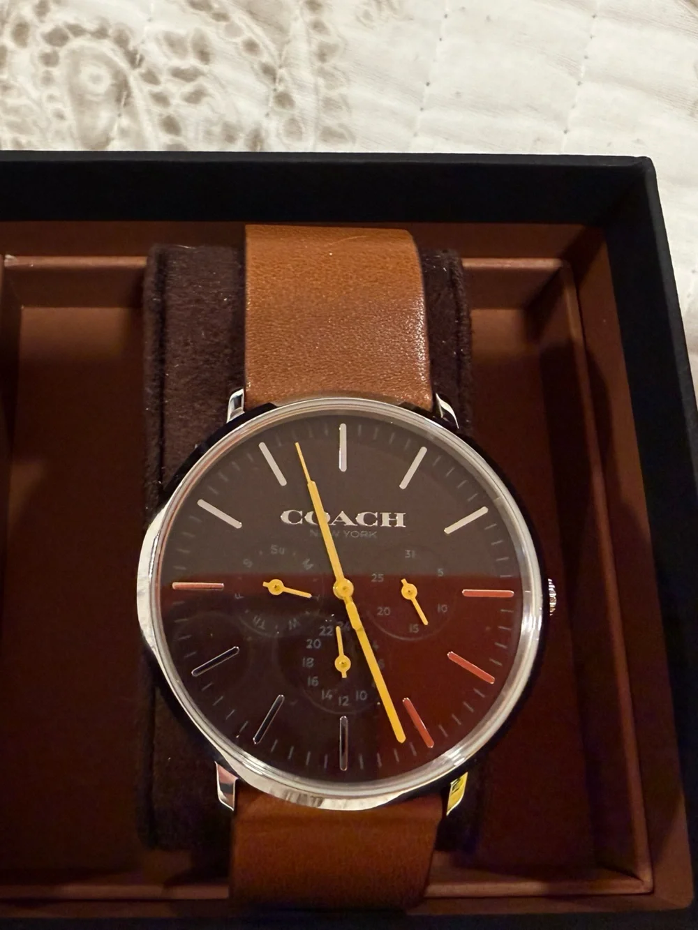 Coach Men’s Varick Brown Leather Strap Men's Watch with Brown Dial